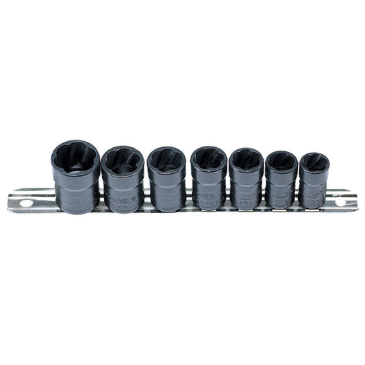 3/8″ Drive Low Profile Twist Socket, Metric Impact Socket Oil Drain Plug Removal System - 7 Pieces