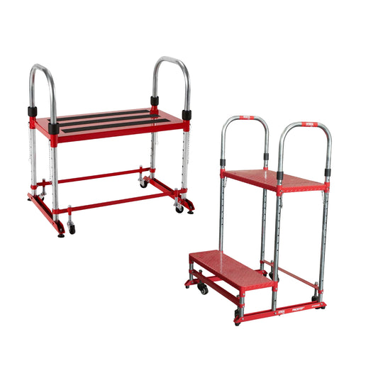 Pro Step Bundle – Pro Step™ & Pro Step™ 2 Heavy-Duty Shop Stools | Adjustable Shop Access System STECK Manufacturing