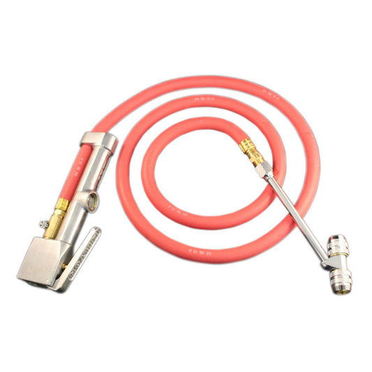 Heavy-Duty Truck Tire Inflator Gauge w/5' Air Hose, Dual Head Chuck, Full Swivel, 1/4" NPT