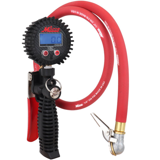 Pro Digital Tire Inflator/Pressure Pistol Grip Gauge - Ball Foot Air Chuck w/Clip, 36" Hose