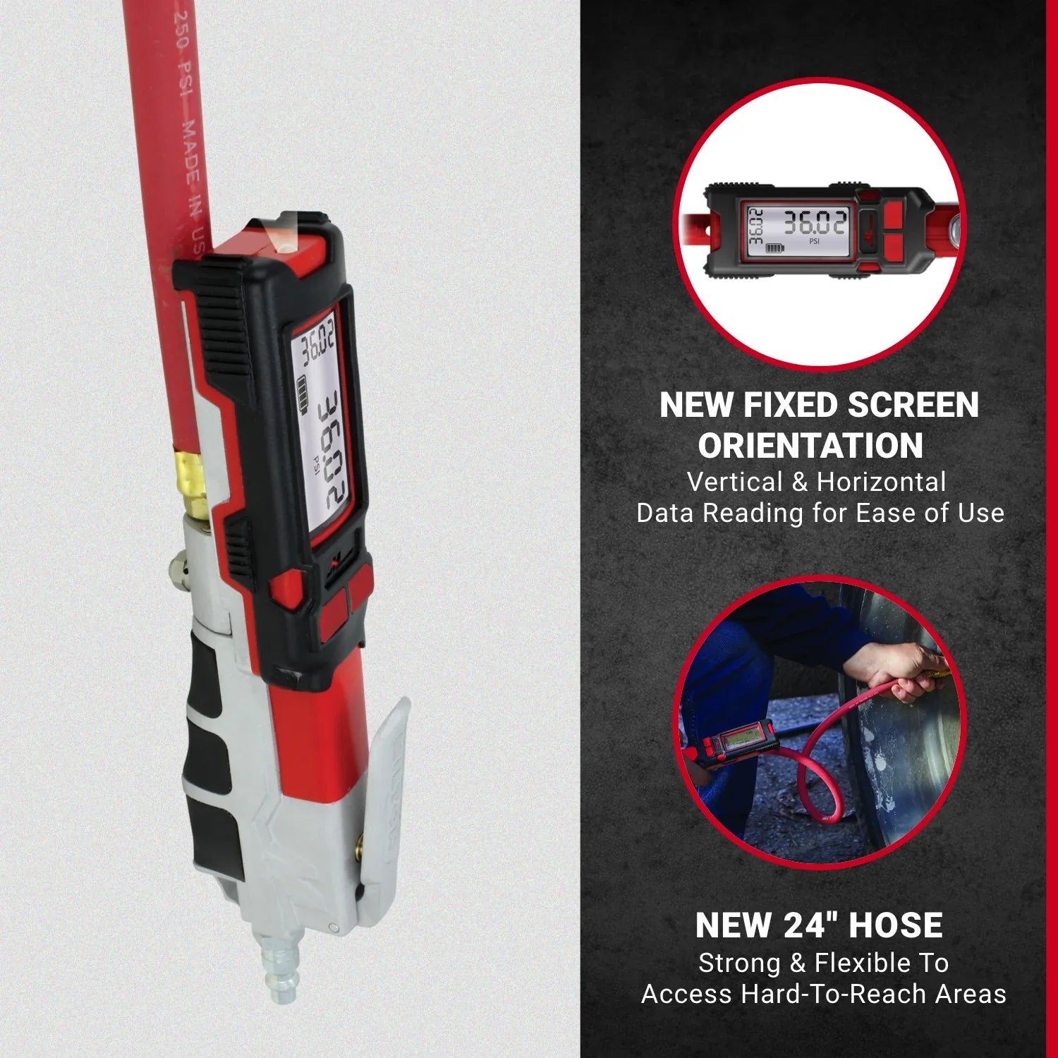 NEW & IMPROVED - s-581e EZ-LOCK™ Air Chuck  Precision Digital Tire Inflator & Pressure Gauge (0-160 PSI), Extreme ± 0.25% Accuracy