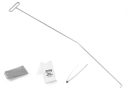 A metal long rod with some packets of objects