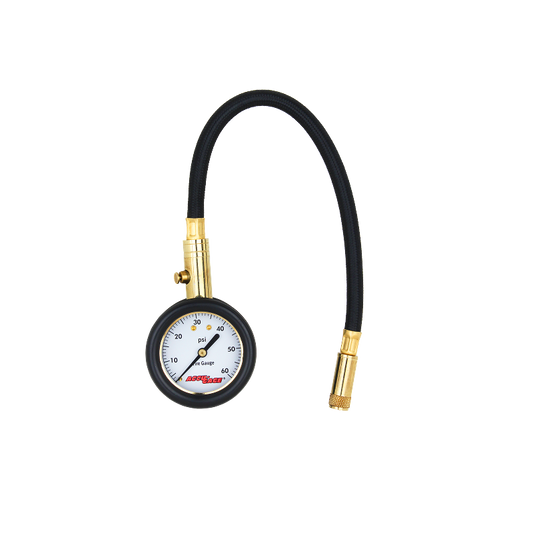 ACCU-GAGE® by Milton® Dial Tire Pressure Gauge w/ Straight Air Chuck and 11" Braided Hose, ANSI Certified for Car/Truck/Motorcycle Tires, 0-60 PSI