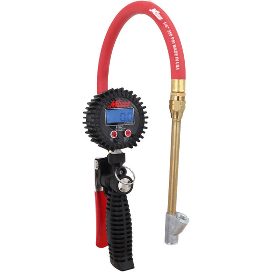 Pro Digital Tire Inflator/Pressure Pistol Grip Gauge, Straight Foot Chuck w/Lock-On Threads, 15" Hose