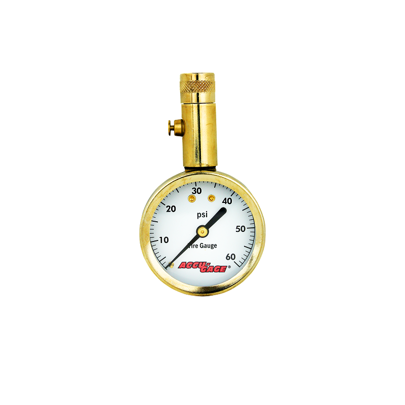 ACCU-GAGE® by Milton® Dial Tire Pressure Gauge with Straight Air Chuck - ANSI Certified for Motorcycle/Car/Truck Tires (0-60 PSI)