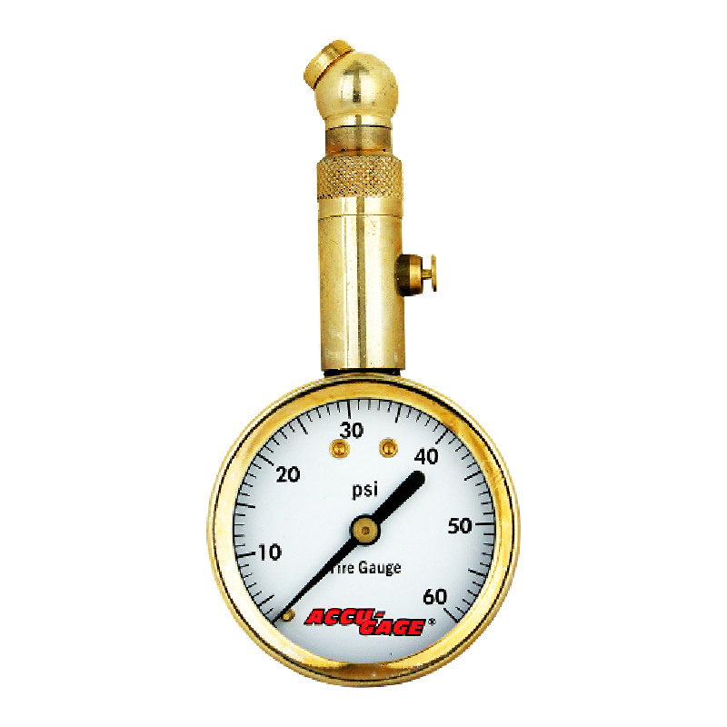 ACCU-GAGE® by Milton® Dial Tire Pressure Gauge with Swivel Angle Air Chuck - ANSI Certified for Motorcycle/Car/Truck Tires (0-60 PSI)