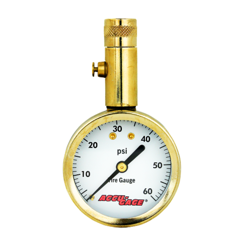 ACCU-GAGE® by Milton® Dial Tire Pressure Gauge with Straight Air Chuck - ANSI Certified for Motorcycle/Car/Truck Tires (0-60 PSI)