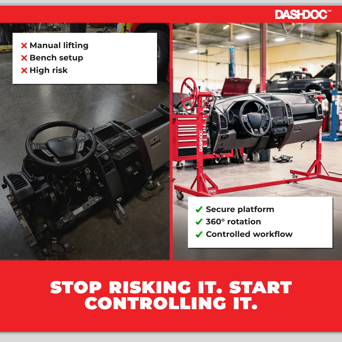 Auto dashboard service repair workbench with 360° rotation