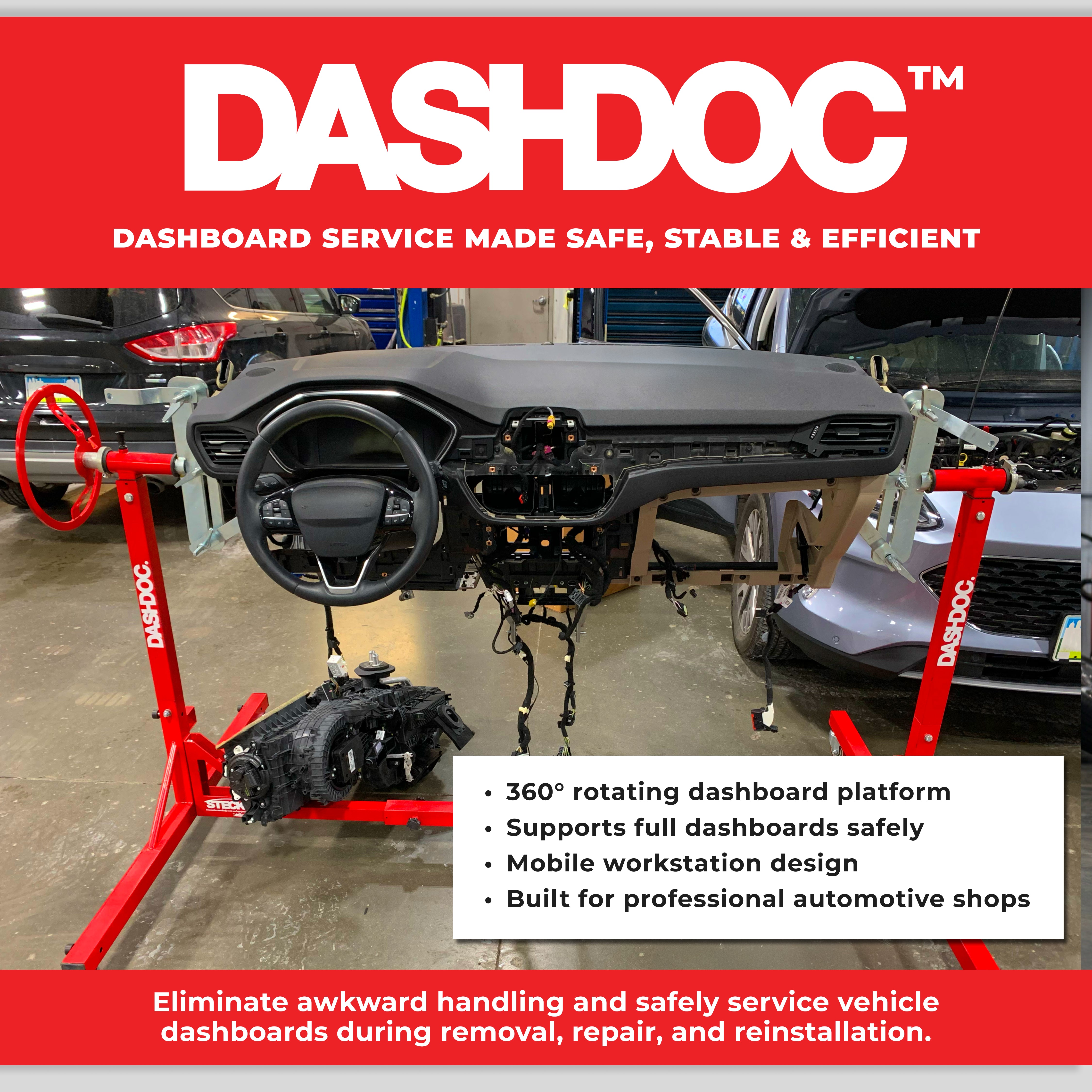 Auto dashboard service repair workbench with 360° rotation