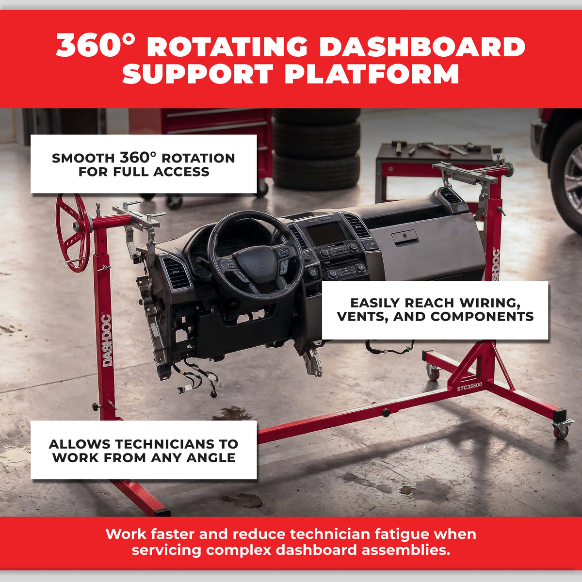 Auto dashboard service repair workbench with 360° rotation