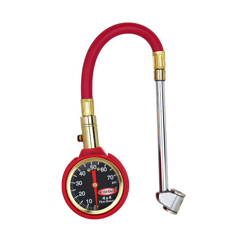 ACCU-GAGE® by Milton® Dial Tire Pressure Gauge with Dual Foot Air Chuck and 11 in. Rubber Hose - ANSI Certified for Motorcycle/Car/Truck Tires (0-75 PSI)