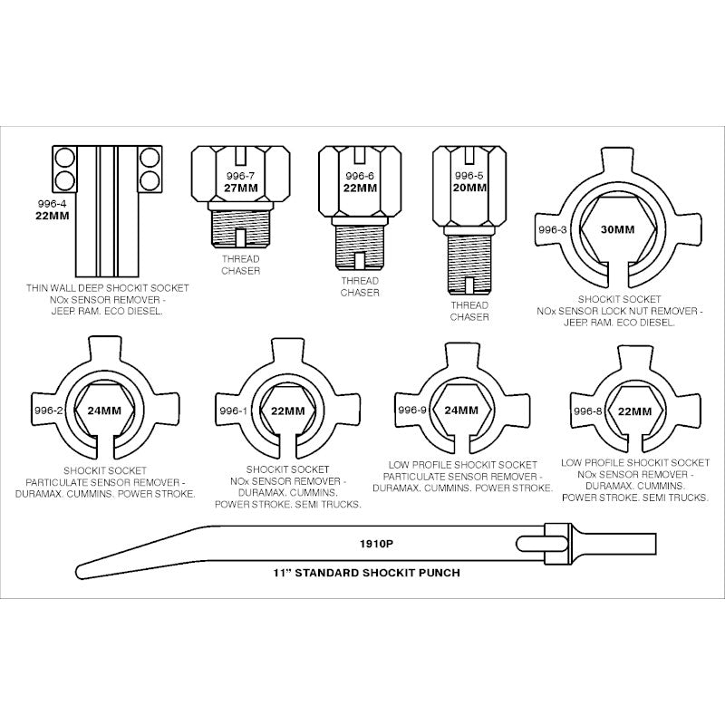 Shockit Socket Diesel NOx & Particulate Sensor Removal Kit - LT996D