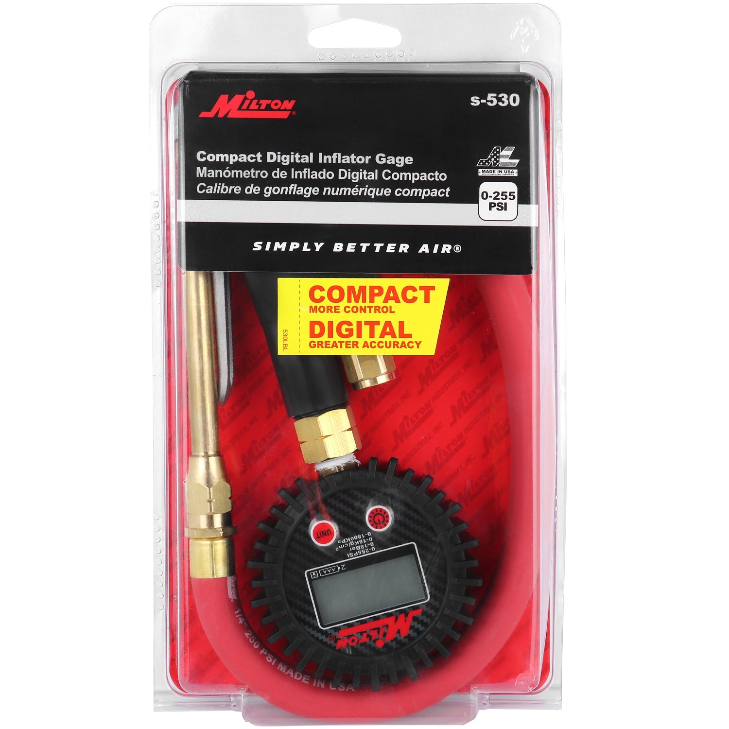 S-530 Compact Digital Tire Inflator with Pressure Gauge (255 PSI) - Air Chuck & 15