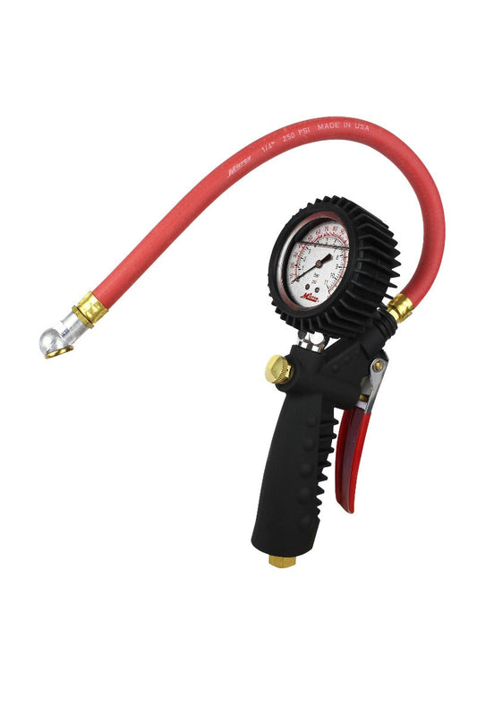 Pro Analog Tire Inflator/Pressure Pistol Grip Gauge, Ball Foot Chuck, 15" Hose, 160PSI