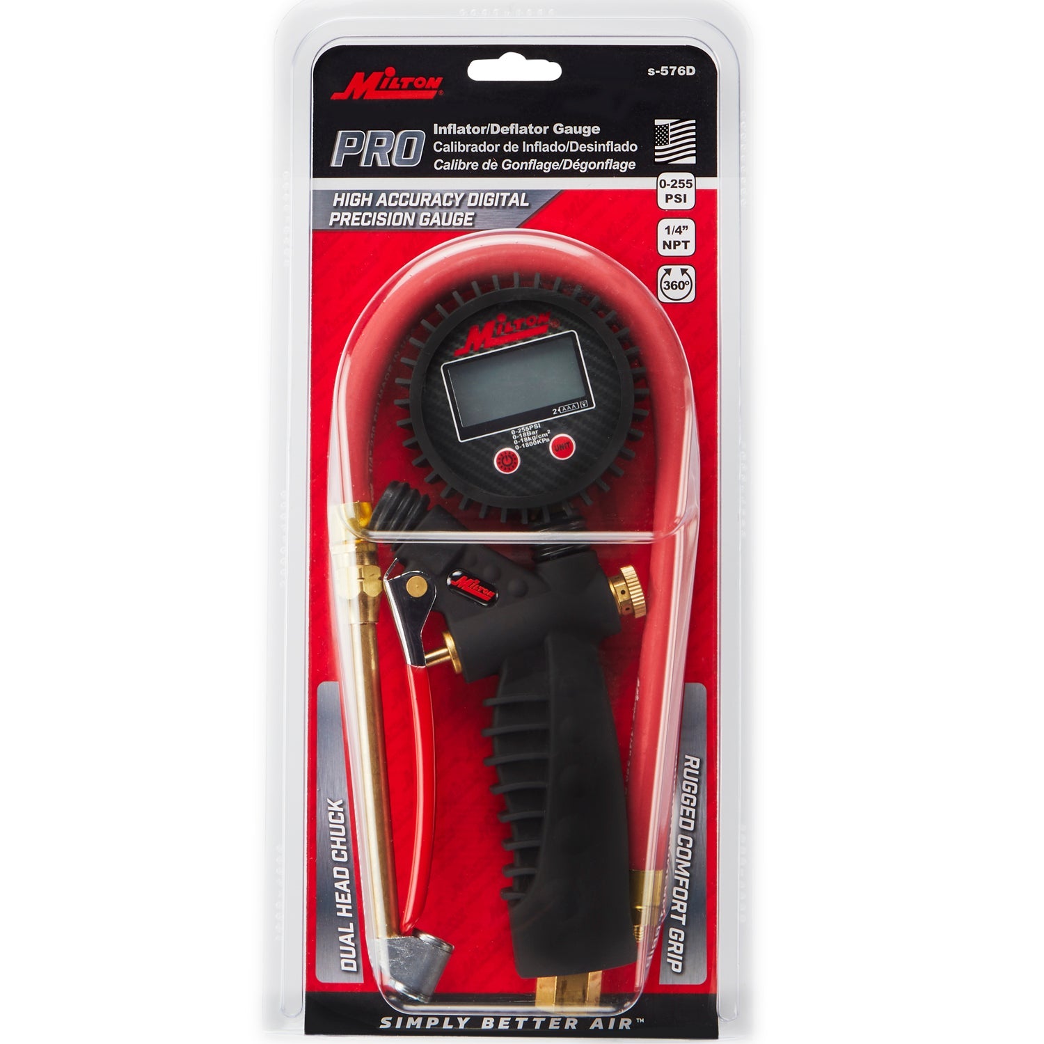 Pro Digital Tire Inflator/Pressure Pistol Grip Gauge, Classic Dual Head Chuck, 15