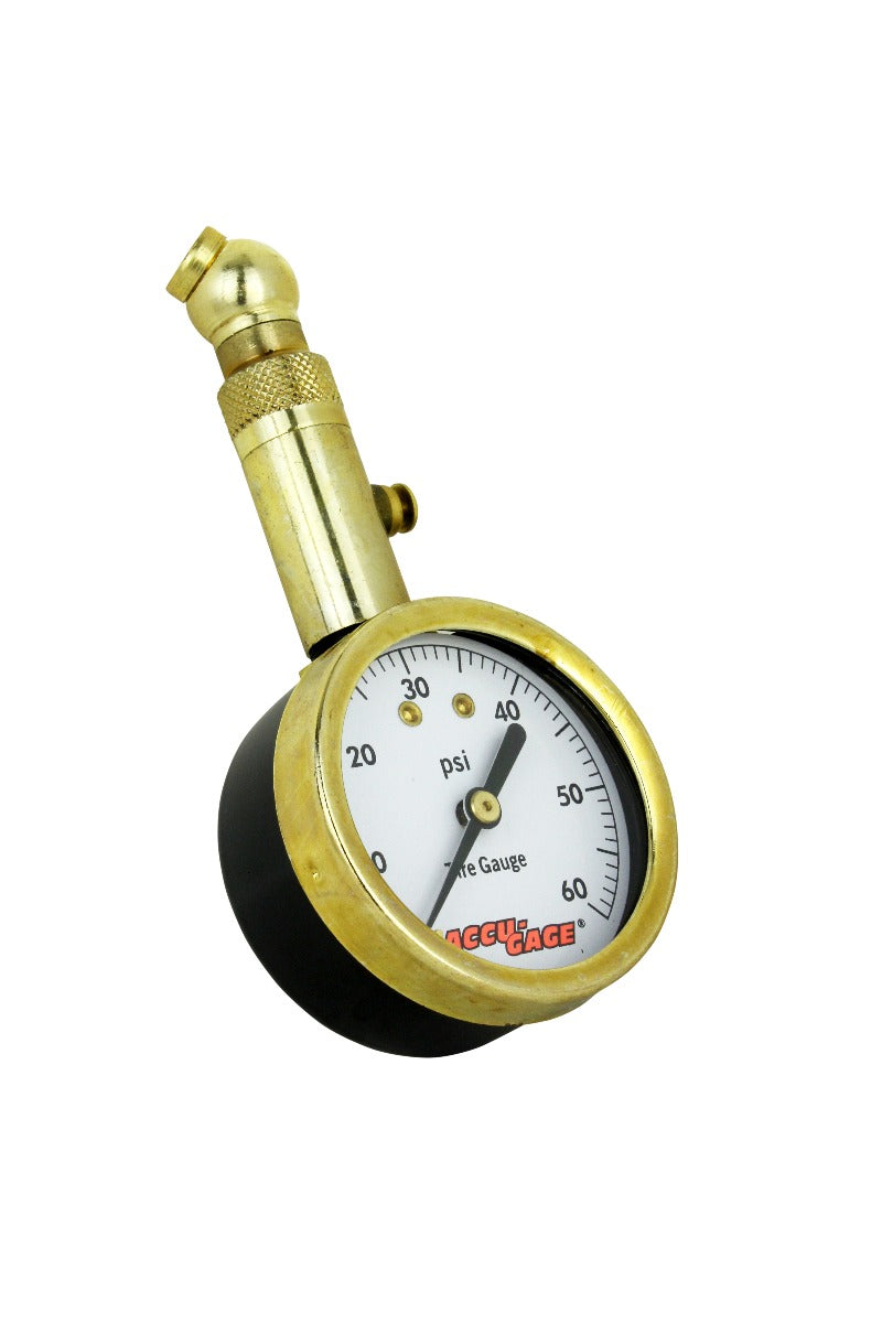 ACCU-GAGE® by Milton® Dial Tire Pressure Gauge with Swivel Angle Air Chuck - ANSI Certified for Motorcycle/Car/Truck Tires (0-60 PSI)